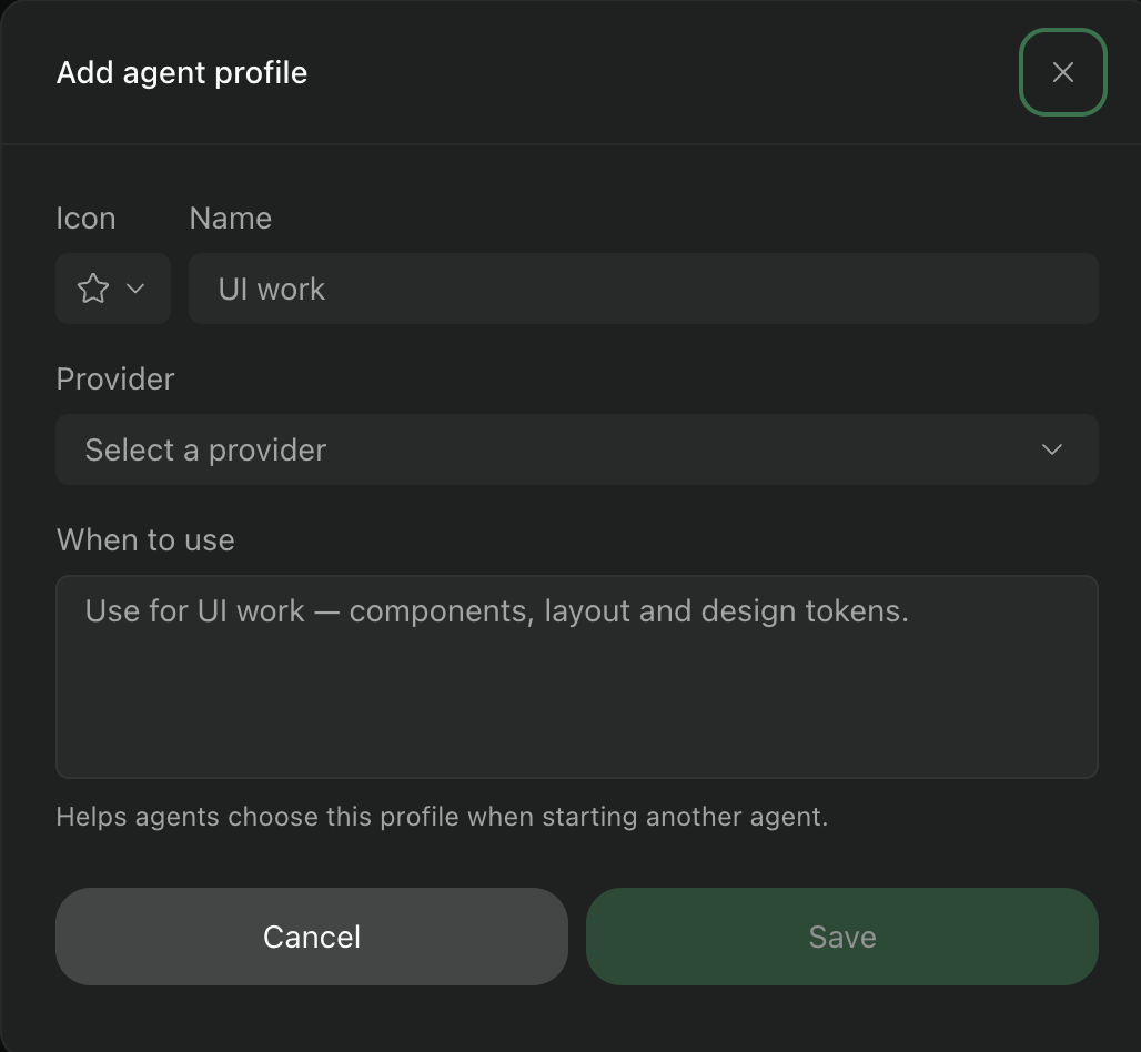 Default dialog