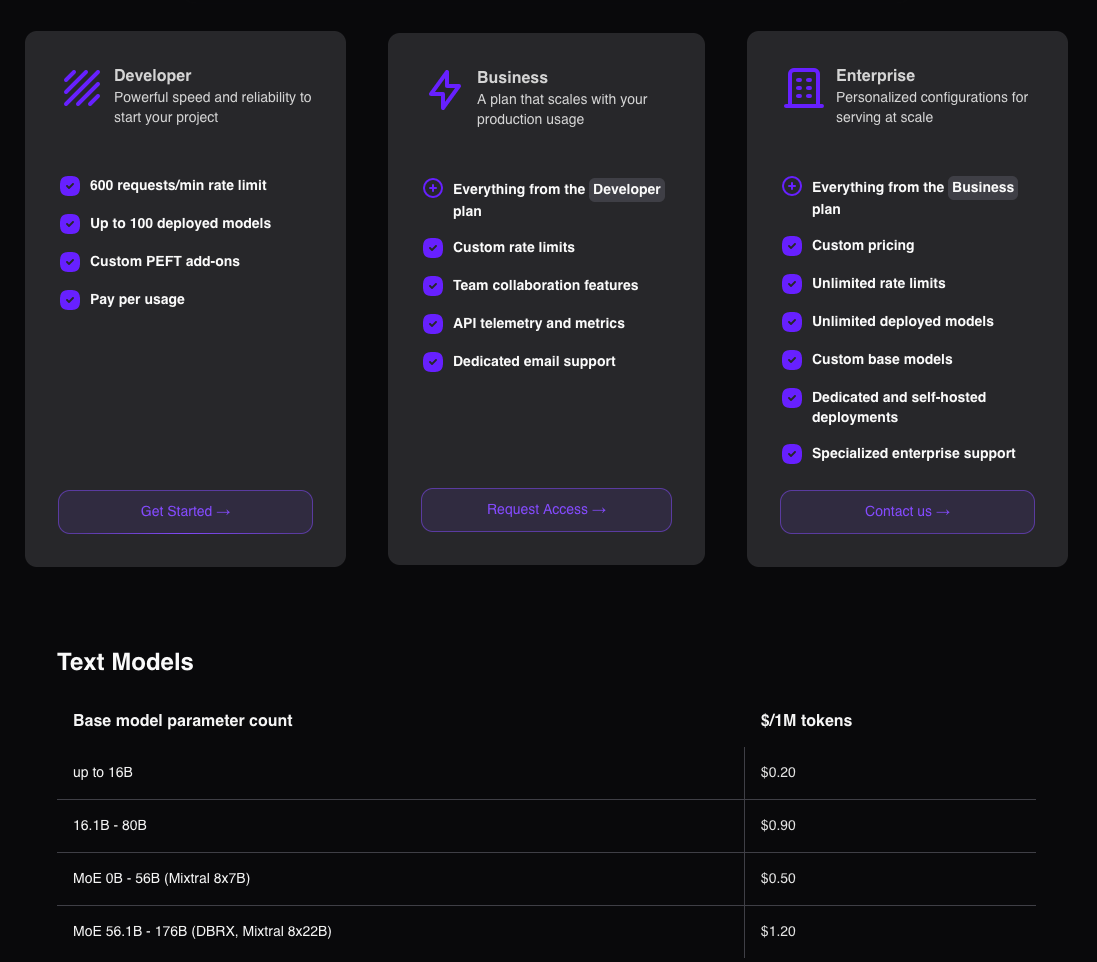 Pricing info for Fireworks.ai